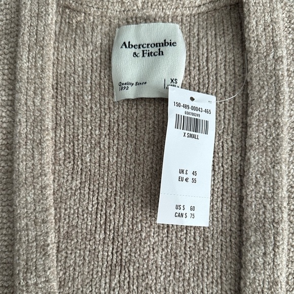 Abercrombie & Fitch Beige Open-Front Knit Cardigan - Size XS - NWT - Picture 2 of 4